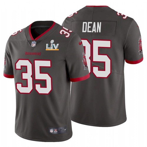 Men's Tampa Bay Buccaneers #35 Jamel Dean Grey NFL 2021 Super Bowl LV Limited Stitched Jersey